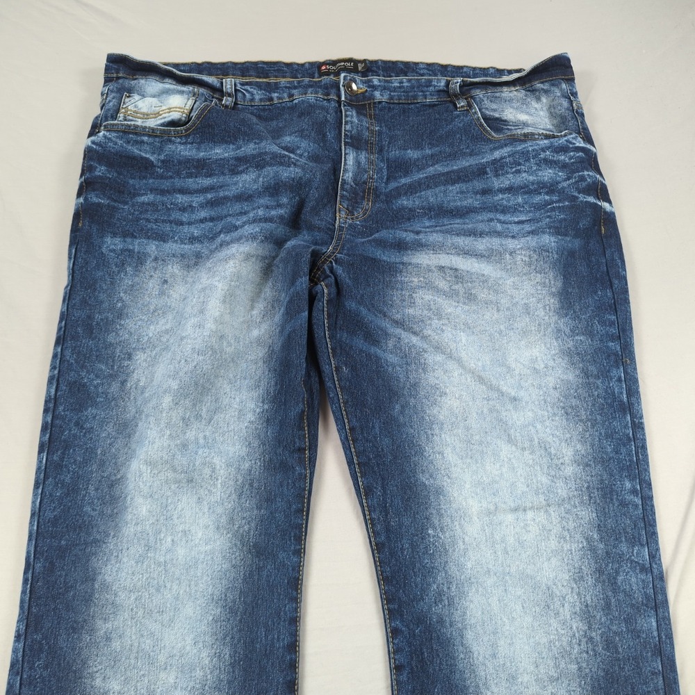 Southpole‎ Jeans Mens 46 Blue Baggy Skater Wide Leg Streetwear Faded Acid Wash - Picture 2 of 16
